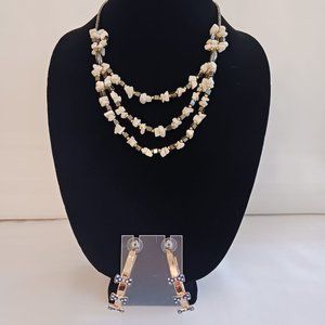 Beaded Necklace and Betsy Johnson Gold Tone Hoop Earrings Set